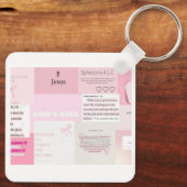Mooie Roze Keychain in Vierkant Vorm (Achterkant)