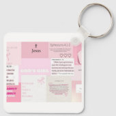 Mooie Roze Keychain in Vierkant Vorm (Achterkant)