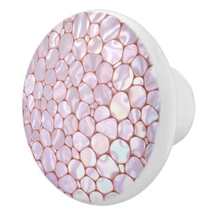 Mooie roze kiezelsteen en parelmoer geïnspireerd keramische knop