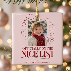 Mooie Roze Kinder Kerst Foto Ornament