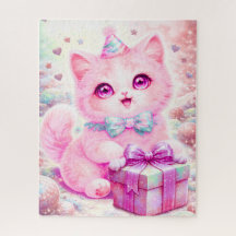 Mooie Roze Kitten Geschenk Legpuzzel