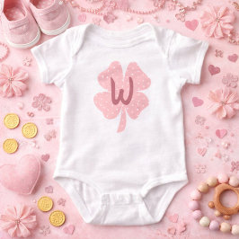 Mooie Roze Klaver Monogram Baby Body Romper