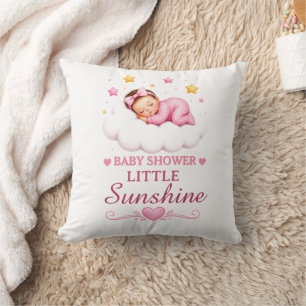 Mooie Roze Kleine Zonneschijn Baby Shower Kussen