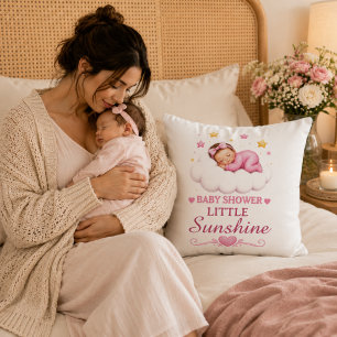 Mooie Roze Kleine Zonneschijn Baby Shower Kussen