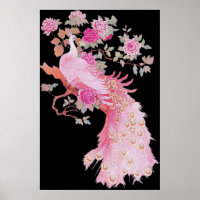 Mooie roze kleur veer pauw vogel bloemig