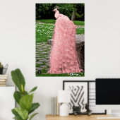 Mooie roze kleur veer pauw vogel poster (Thuiskantoor)