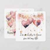 Mooie Roze Kleurige Waterverf Hart Feestdagenkaart (Voorkant / Achterkant)