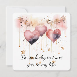 Mooie Roze Kleurige Waterverf Hart Feestdagenkaart