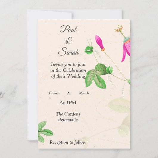 Mooie roze knoppen bruiloft uitnodiging, kaart (Voorkant)