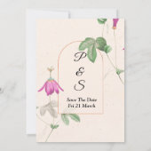 Mooie roze knoppen bruiloft uitnodiging, kaart (Achterkant)