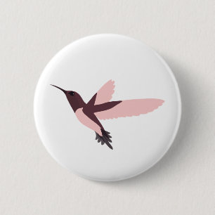 Mooie roze kolibrie ronde button 5,7 cm