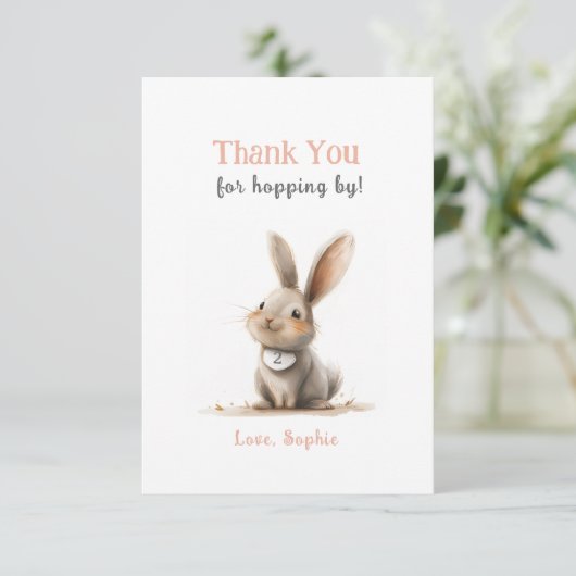 Mooie Roze Konijn Verjaardag Bedankt Kaarten (Staand voorkant)