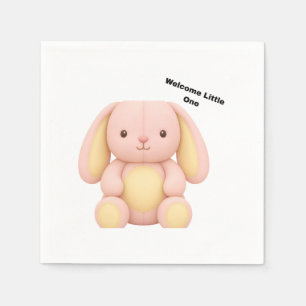 Mooie Roze Konijn "Welkom Kleine" Baby Shower Servet
