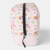 mooie roze konijntje tuin patroon Monogram Naam Toilettasje (Rechts)