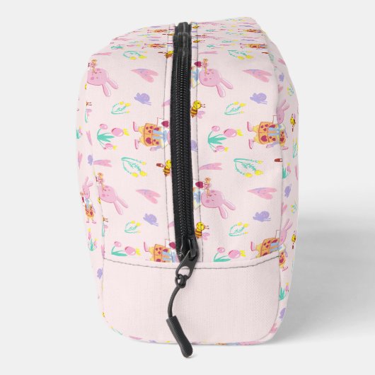 mooie roze konijntje tuin patroon Monogram Naam Toilettasje (Rechts)