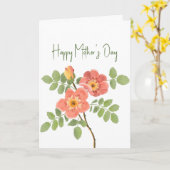 Mooie roze koraal Bloemen Moederdag Kaart (Gele Bloem)