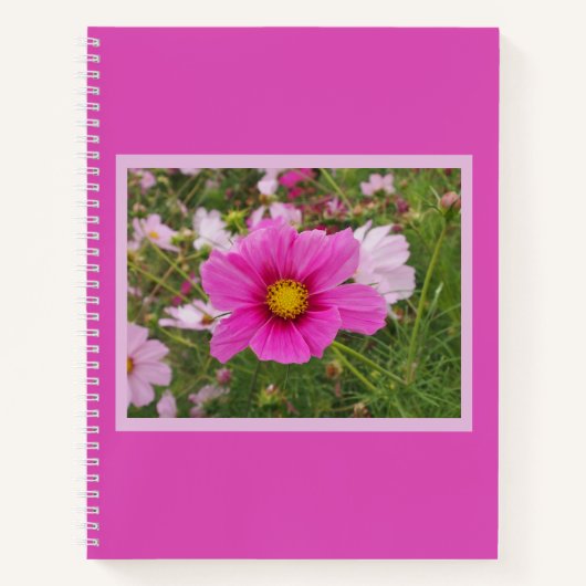 Mooie roze kosmos bloem notitieboek (Voorkant)