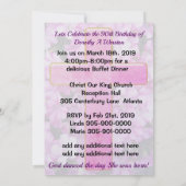 MOOIE ROZE KRUIS 90E VERJAARDAG UITNODIGING (Achterkant)