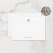 Mooie Roze Kwallen Aangepaste Kindernaam Notitiekaartje (Voorkant / Achterkant in situ)