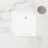 Mooie Roze Kwallen Aangepaste Kindernaam Notitiekaartje (Voorkant / Achterkant in situ)