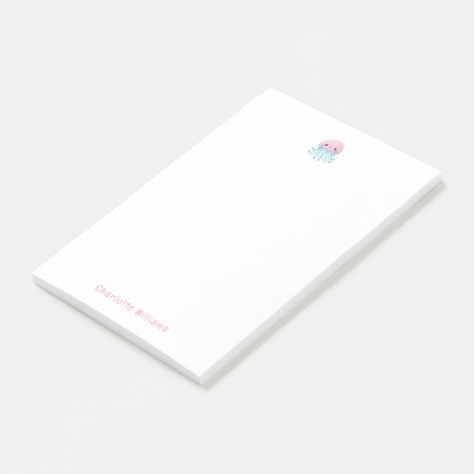Mooie Roze Kwallen Aangepaste Kindernaam Post-it® Notes (Schuin)