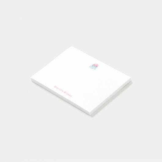 Mooie Roze Kwallen Aangepaste Kindernaam Post-it® Notes (Schuin)