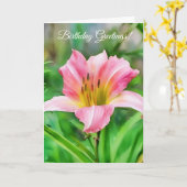 Mooie Roze Lelie Bloem Bloemen Kunst Verjaardag Kaart (Gele Bloem)