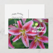 Mooie Roze Lelie Bloemige Foto Verjaardag Briefkaart (Voorkant / Achterkant)