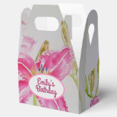 Mooie Roze Lelie Bloemige Trouwcake Favor Doos Bedankdoosjes (Geopend)