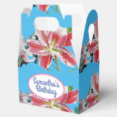 Mooie Roze Lelie Bloemige Trouwcake Favor Doos Bedankdoosjes (Geopend)