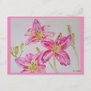 Mooie Roze Lelie Watercolor Verjaardagskaart Briefkaart