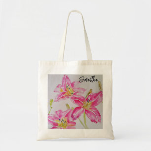 Mooie Roze Lelie Waterverf Kunst Tas