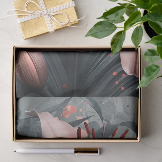 Mooie roze lelies met groen decoupage tissuepapier (Geschenk)