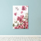 Mooie roze lente bloemen monogram canvas afdruk (Insitu (Houten vloer))