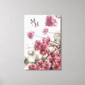Mooie roze lente bloemen monogram canvas afdruk (Voorkant)