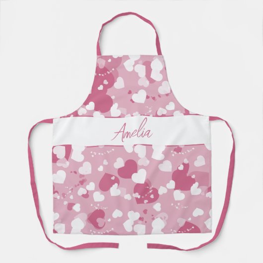 Mooie Roze Liefdeshart Gepersonaliseerd Schort (Voorkant)