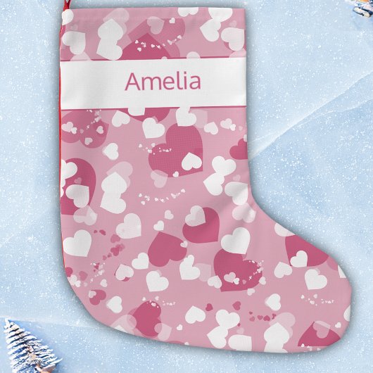 Mooie Roze Liefdeshart Personalized Kleine Kerstsok
