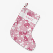Mooie Roze Liefdeshart Personalized Kleine Kerstsok (Voorkant (Hangend))