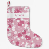 Mooie Roze Liefdeshart Personalized Kleine Kerstsok (Voorkant)
