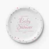 Mooie Roze Liefdeshartjes Baby Shower / Strooigoed Papieren Bordje (Voorkant)