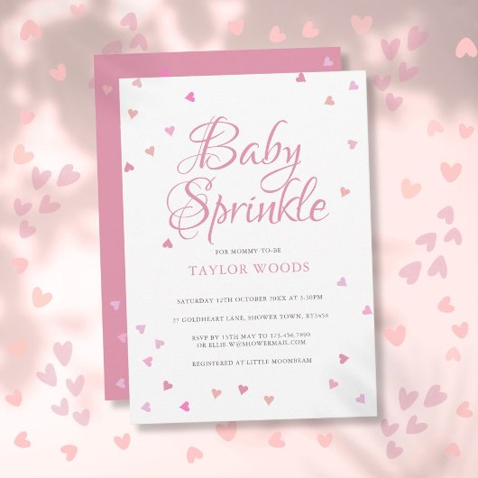 Mooie Roze Liefdeshartjes Baby Strooifeest Kaart