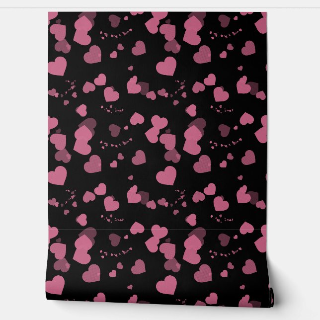 Mooie roze liefdeshartjes behang (Afrollen)