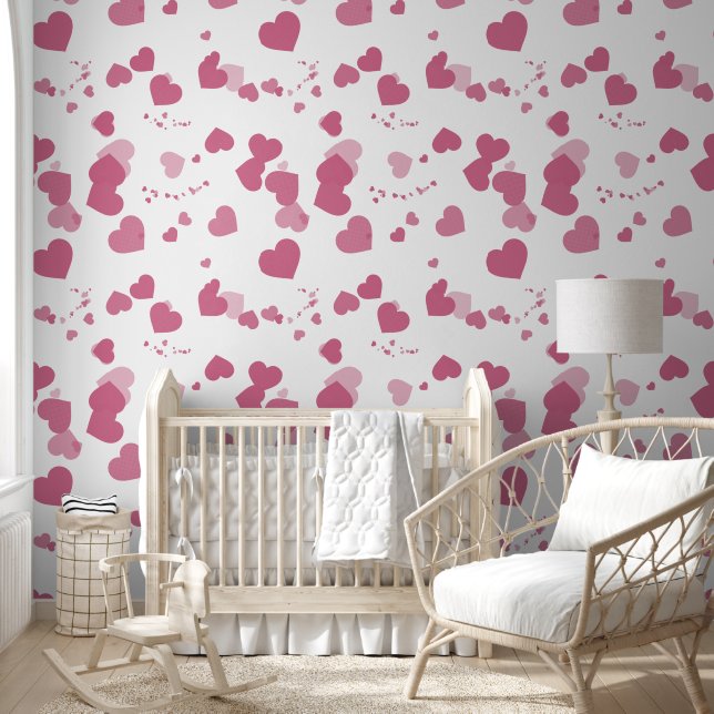 Mooie roze liefdeshartjes behang (Kinderen)