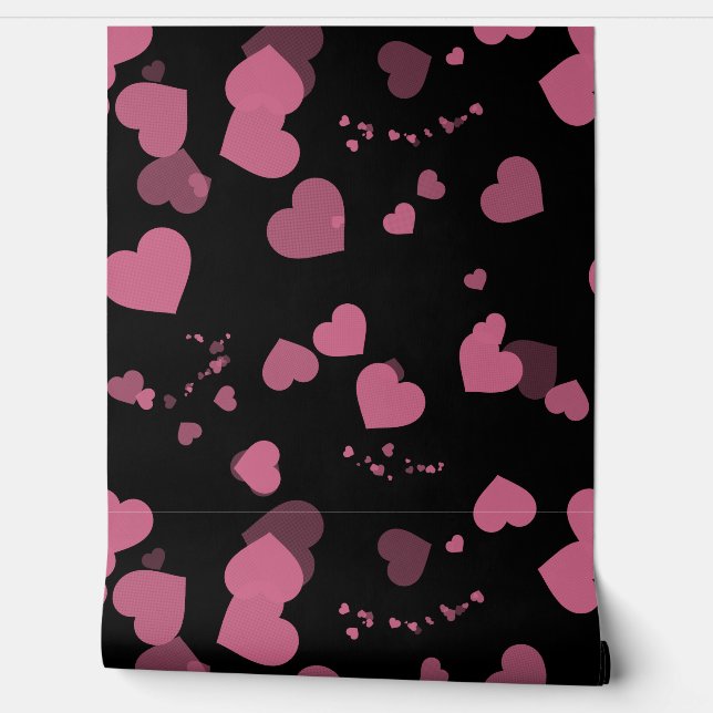 Mooie roze liefdeshartjes behang (Afrollen)