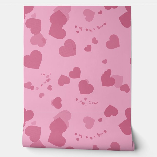 Mooie roze liefdeshartjes behang (Afrollen)