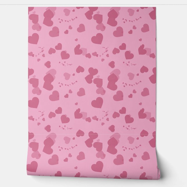 Mooie roze liefdeshartjes behang (Afrollen)