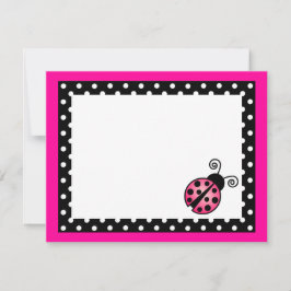 Mooie Roze Lieveheersbeestje Platte Bedankkaartjes Notitiekaartje