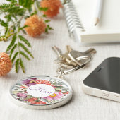 Mooie roze Lijst op wit | Mam Sleutelhanger (Zijkant)