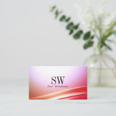 Mooie roze Lila gebogen decor monogram en foto Visitekaartje (Staand voorkant)