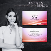 Mooie roze Lila Ombre gebogen Decor met Monogram Visitekaartje